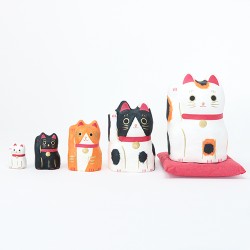 Manekineko Matriochkas en papier maché - Hariko -