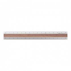 Règle 15cm - Bois foncé / aluminium -