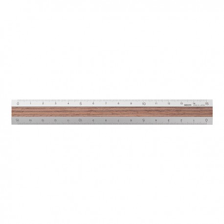 Règle 15cm - Bois foncé / aluminium -