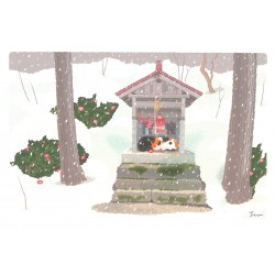 Carte postale Tabineko - En attendant le printemps -