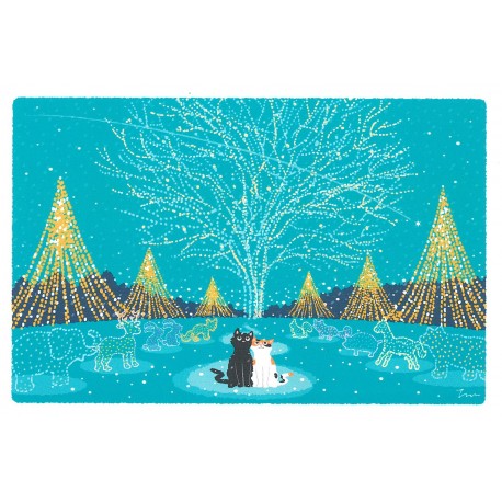 Carte postale Tabineko - La forêt des illuminations -
